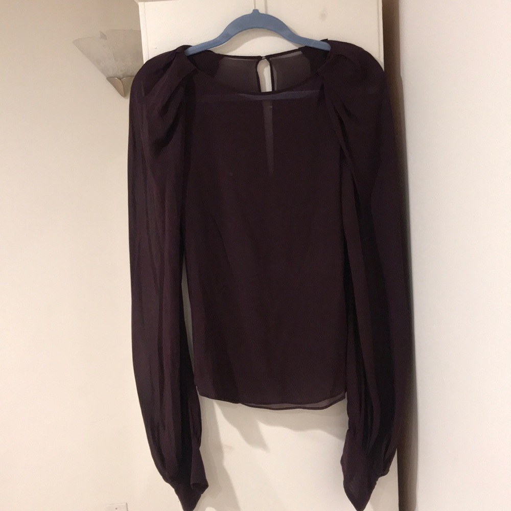 Satin Blouse with Guipure Details in Burgundy main image 0